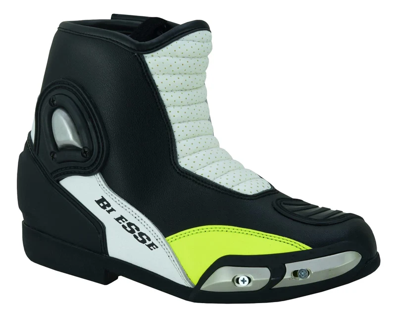 BI ESSE Motorradschuhe Stiefel aus perforiertem Leder mit Slider, 46 EU Neon