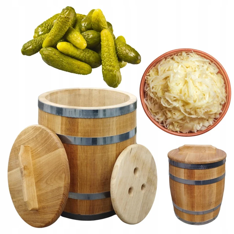 Sauerkrautfass 50L aus Eichenholz – Handgemachtes Gärfass mit Deckel & Gewicht – Holzfass zum Einleg