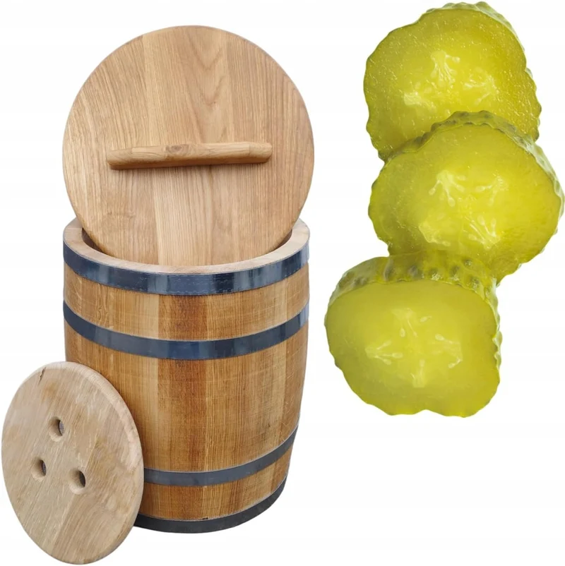 Sauerkrautfass 50L aus Eichenholz – Handgemachtes Gärfass mit Deckel & Gewicht – Holzfass zum Einleg