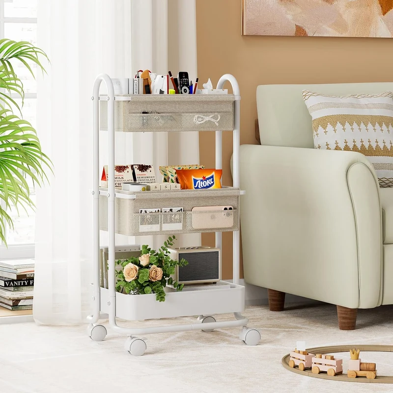 3 Etagen Beweglicher Windeltasche Organizer, Baby Windel Caddy Organizer, Wickeltisch Rollwagen mit
