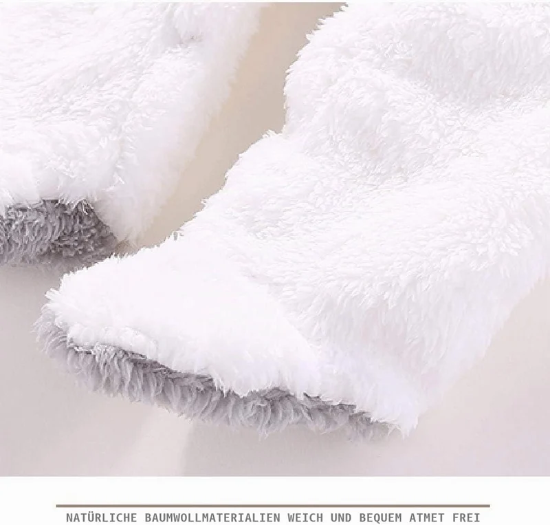 Winmany Neugeborene Baby Cartoon Bär Schneeanzug Wintermantel Fleece Kapuze Strampler Jumpsuit Grau