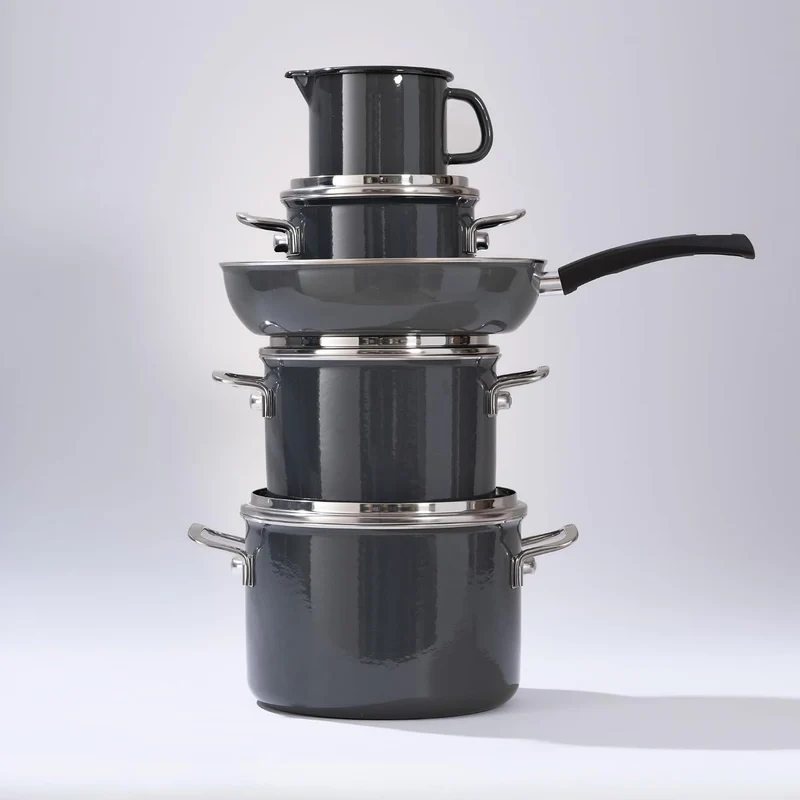 Riess, 0702-003, Fleischtopf mit Glasdeckel, 16cm, 2L, NOUVELLE PUR, DARK GREY LBH 25,3x17,5x11,5 Ge