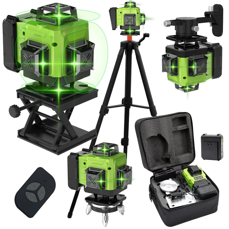 Kreuzlinienlaser mit Stativ, 16 Linien Laser Wasserwaage IP54 Laser Level, 4 x 360 ° Kreuzlinienlase