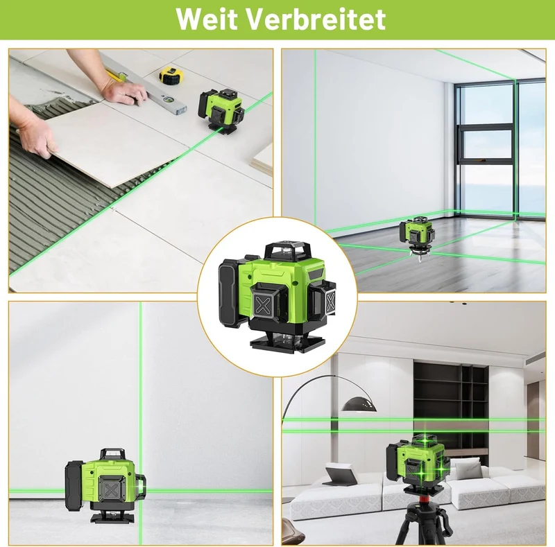 Kreuzlinienlaser mit Stativ, 16 Linien Laser Wasserwaage IP54 Laser Level, 4 x 360 ° Kreuzlinienlase