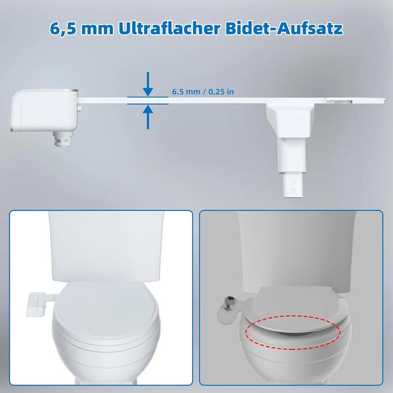 Hibbent Push-Button Bidet Toilettensitzaufsatz mit Nicht-elektrischer Doppeldüse, Einstellbarer Wass