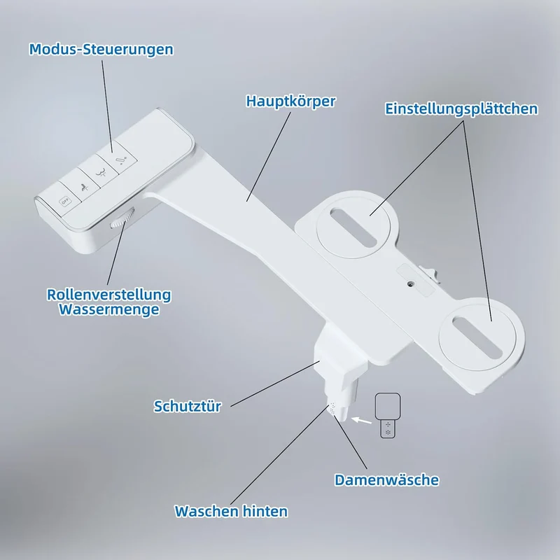 Hibbent Push-Button Bidet Toilettensitzaufsatz mit Nicht-elektrischer Doppeldüse, Einstellbarer Wass