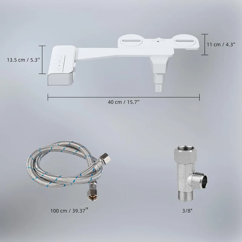 Hibbent Push-Button Bidet Toilettensitzaufsatz mit Nicht-elektrischer Doppeldüse, Einstellbarer Wass