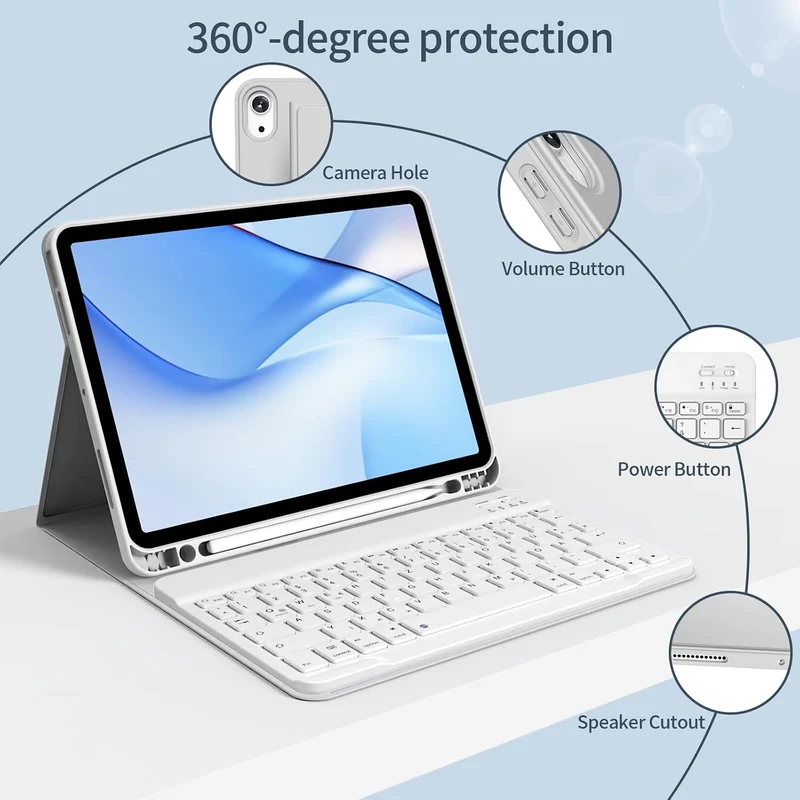 Hülle mit Tastatur für iPad (A16) 10/11 Generation, 10.9/11 Zoll, (2022/2025), Soft TPU Rückseite Ge