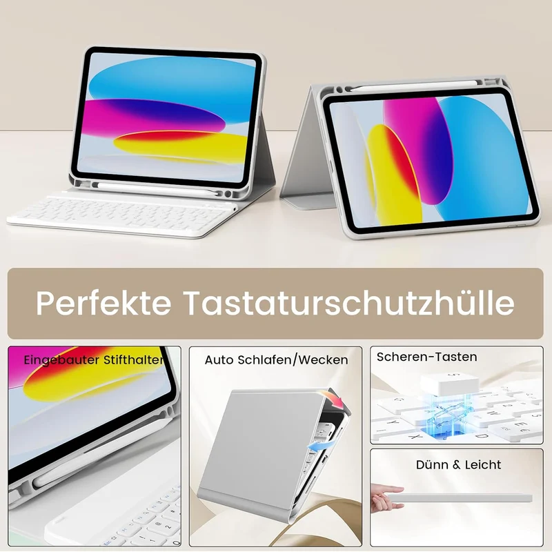 Hülle mit Tastatur für iPad (A16) 10/11 Generation, 10.9/11 Zoll, (2022/2025), Soft TPU Rückseite Ge