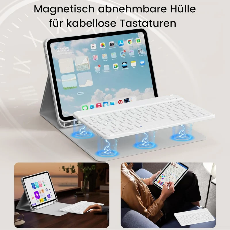 Hülle mit Tastatur für iPad (A16) 10/11 Generation, 10.9/11 Zoll, (2022/2025), Soft TPU Rückseite Ge