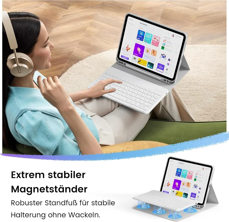 Hülle mit Tastatur für iPad (A16) 10/11 Generation, 10.9/11 Zoll, (2022/2025), Soft TPU Rückseite Ge