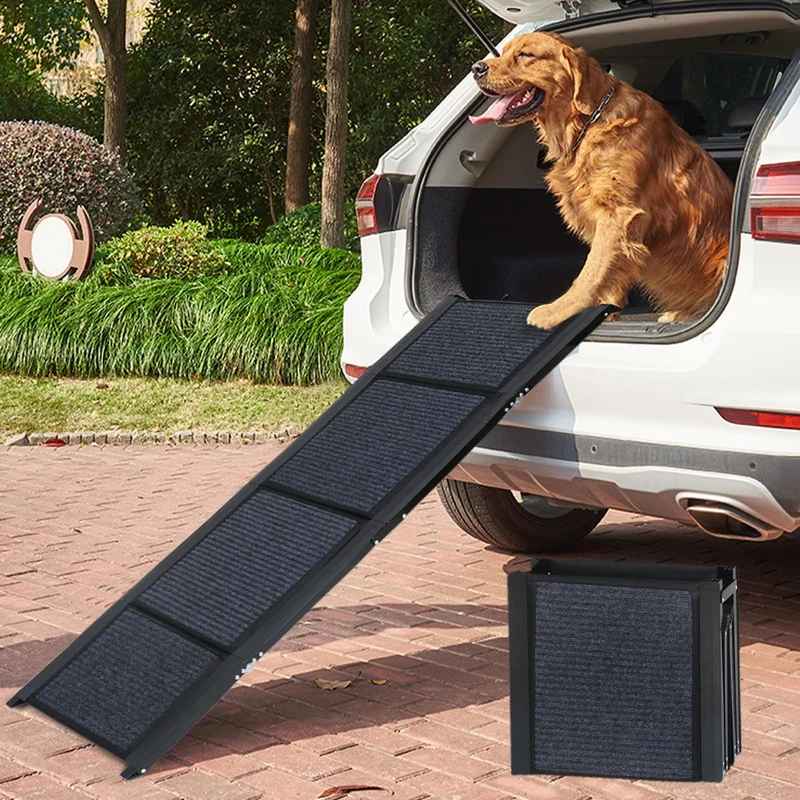 SMONTER 160cm Long Hunderampe Auto klappbar mit High Traction Teppichoberfläch, einstiegshilfe Hunde