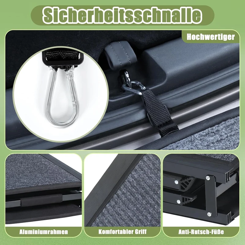 SMONTER 160cm Long Hunderampe Auto klappbar mit High Traction Teppichoberfläch, einstiegshilfe Hunde