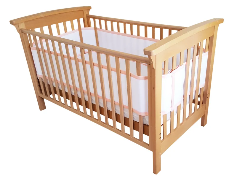 4 Sided Mesh Baby Cot Bumper, BS EN 16780, Breathable Safe Rosa, Rosa