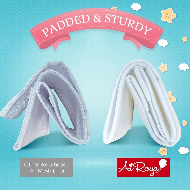 4 Sided Mesh Baby Cot Bumper, BS EN 16780, Breathable Safe Rosa, Rosa