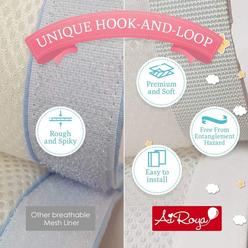 4 Sided Mesh Baby Cot Bumper, BS EN 16780, Breathable Safe Rosa, Rosa