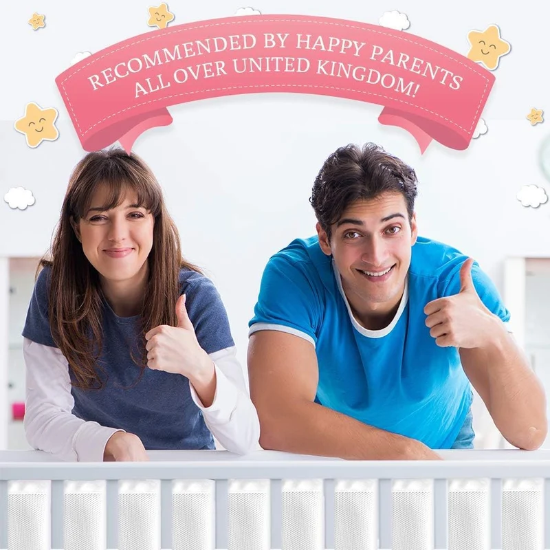 4 Sided Mesh Baby Cot Bumper, BS EN 16780, Breathable Safe Rosa, Rosa