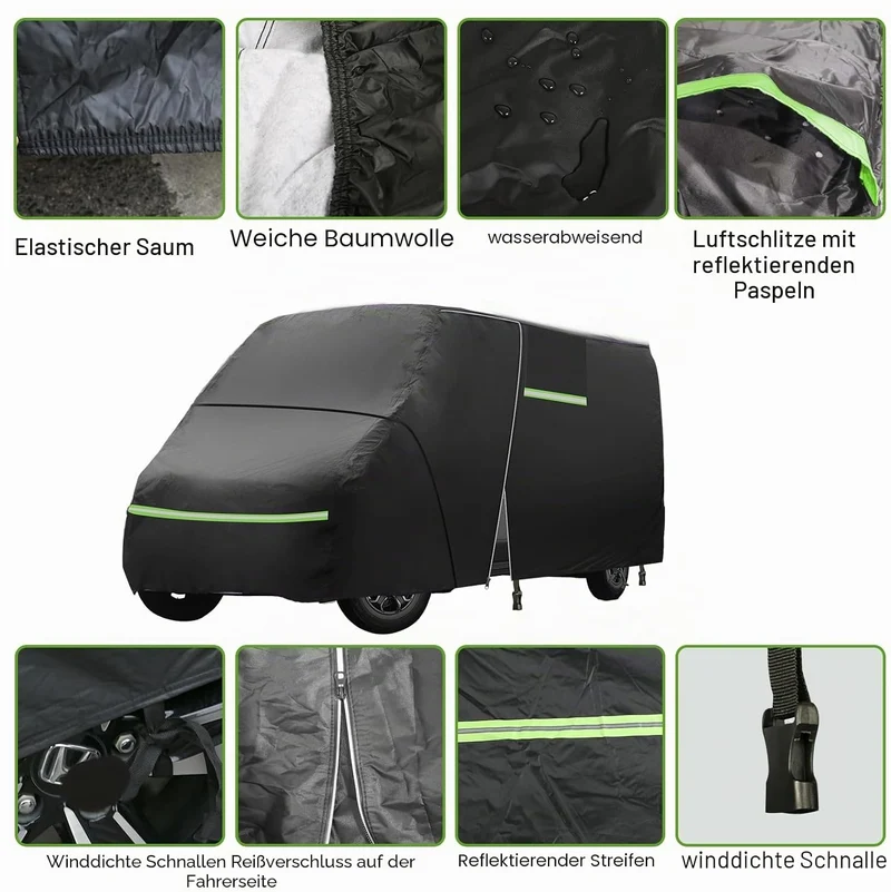 Vollgarage für FIAT Ducato 2006–2024, wasserdichte Wohnmobil-Abdeckung mit seitlichem Tür-Reissversc