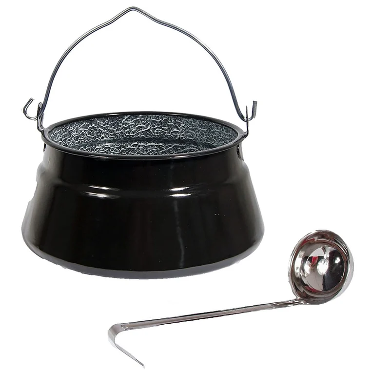 Set Ungarischer Fischsuppekessel Emaille 25 Liter + Gratis Schöpflöffel Fischkessel Suppenkessel kon
