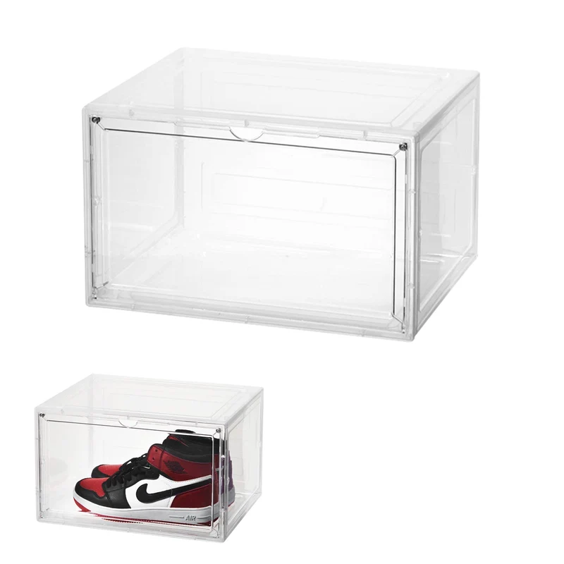 Schuhbox, Transparent Stapelbare Schuhbox, Faltbare Transparente Aufbewahrung für Schuhe, Kunststoff