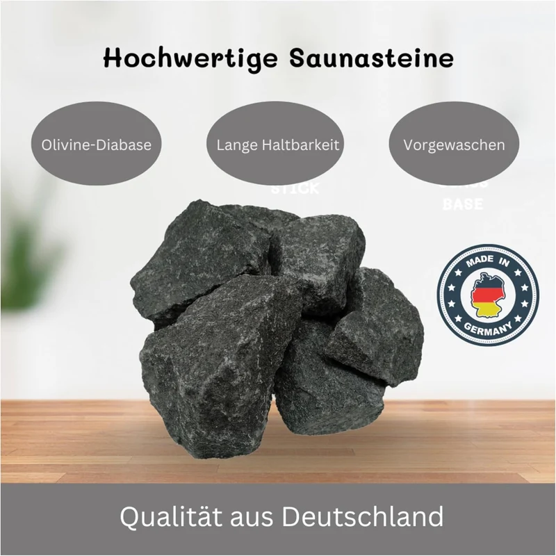 Saunasteine 20 kg Olivine-Diabase Super XXL Grösse 13cm bis 20 cm Schadstofffrei, Hand ausgewählt Sa