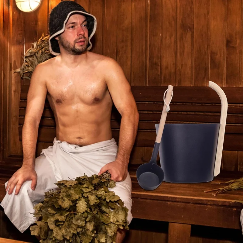 Sauna Bucket Set, Aluminium Saunakübel Mit Kelle Und Sanduhr, 7L Sauna Komplett Set Sauna Eimer, Spa