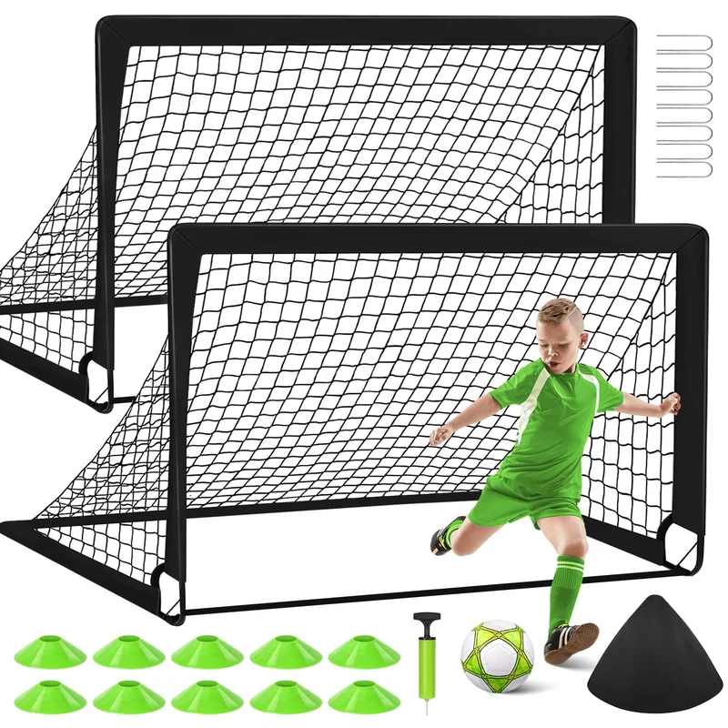MIAOKE Fussballtor Kinder 2er Set,Goal,Fussball Tor Outdoor Fussballtor mit Tragetasche,mit Fussball