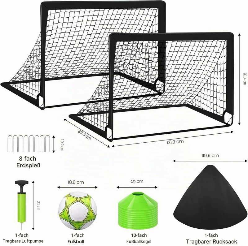 MIAOKE Fussballtor Kinder 2er Set,Goal,Fussball Tor Outdoor Fussballtor mit Tragetasche,mit Fussball