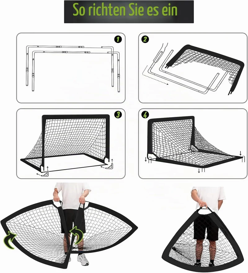 MIAOKE Fussballtor Kinder 2er Set,Goal,Fussball Tor Outdoor Fussballtor mit Tragetasche,mit Fussball