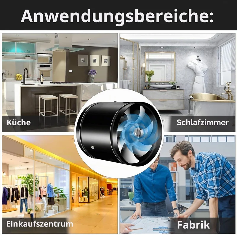 Axialer Rohrventilator Ø150mm, Abluftventilator Zuluft/Abluft, 25W Für Bad, WC, Küche, Gewächshaus,