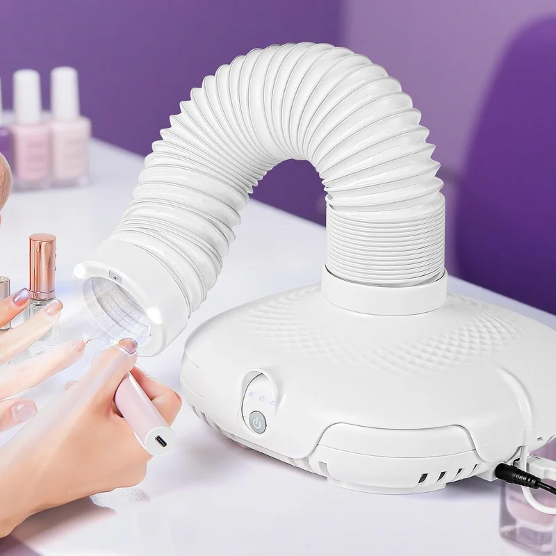 130W Nagelstaub-Sammelmaschine, Nagelstaubsauger mit LED-Licht und 360° flexiblem Schlauch: 3-stufig