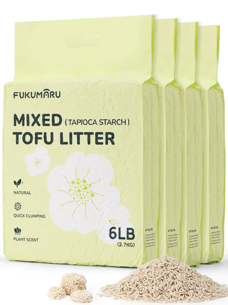 FUKUMARU Tofu Katzenstreu mit Kassava 10.8KG. Antihaftende Ultraklumpende, Staubfrei, natürlicher Ga