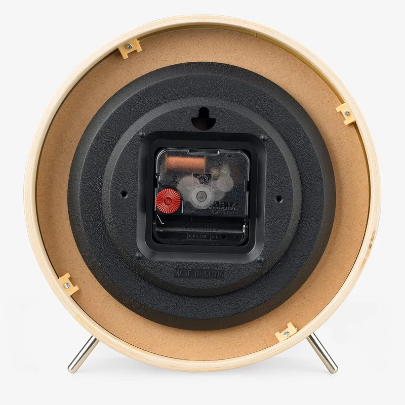Navaris Analog Holz Tischuhr rund - 21,1 x 21,8 x 4,8cm - analoge Deko Tisch Uhr ohne Ticken mit Hol