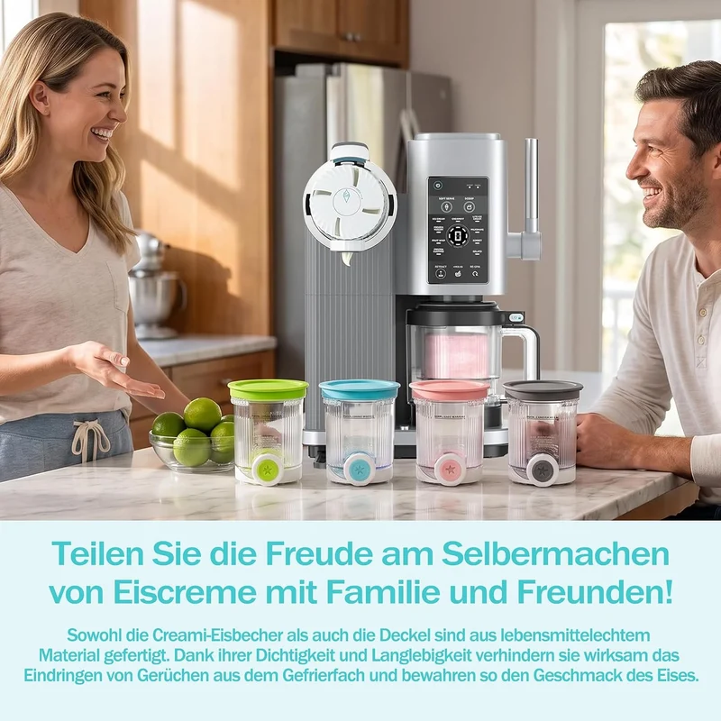 4 Stück Creami Behälter für Ninja Swirl CREAMi NC701EU 480ML BPA-Frei und Spülmaschinenfest Becher k
