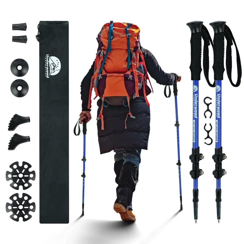 Nordic Walking Stick für Damen und Herren, Teleskop 2 Stück Wanderstöcke für Trekking, Aluminium Wan