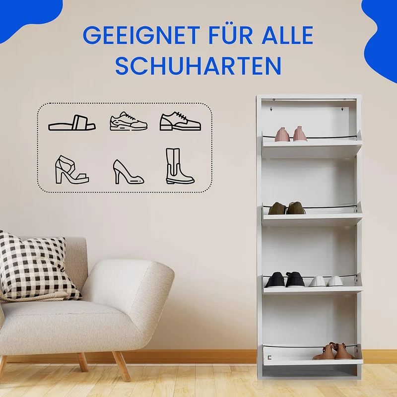 Schuhregal Schmal Metall Schuhschrank Hoch Schuhkipper mit Magnetische Abdeckung Metall Montiert Sch