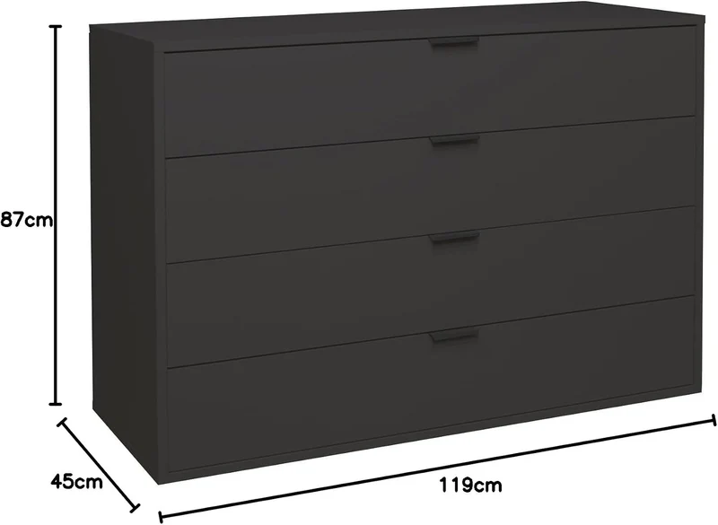 DEINE TANTE EMMA Bonnie/KO_04-119 anthrazit matt Lack Schubladenkommode Kommode Sideboard ca. 119 x