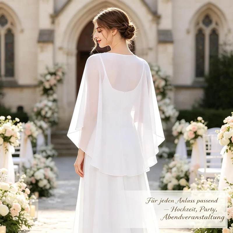 Damen Chiffon Stola Schal Braut Hochzeit Capes Leichter Poncho Elegant Umschlagtuch Chiffonschal Bol