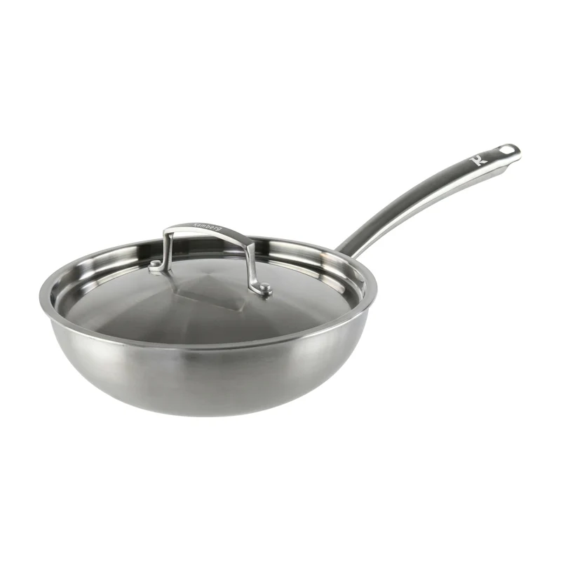 KAMBERG - Wok Ø 28 cm aus Edelstahl 18/10 Triply – ohne PFAS – Deckel inklusive – für alle Herde, au
