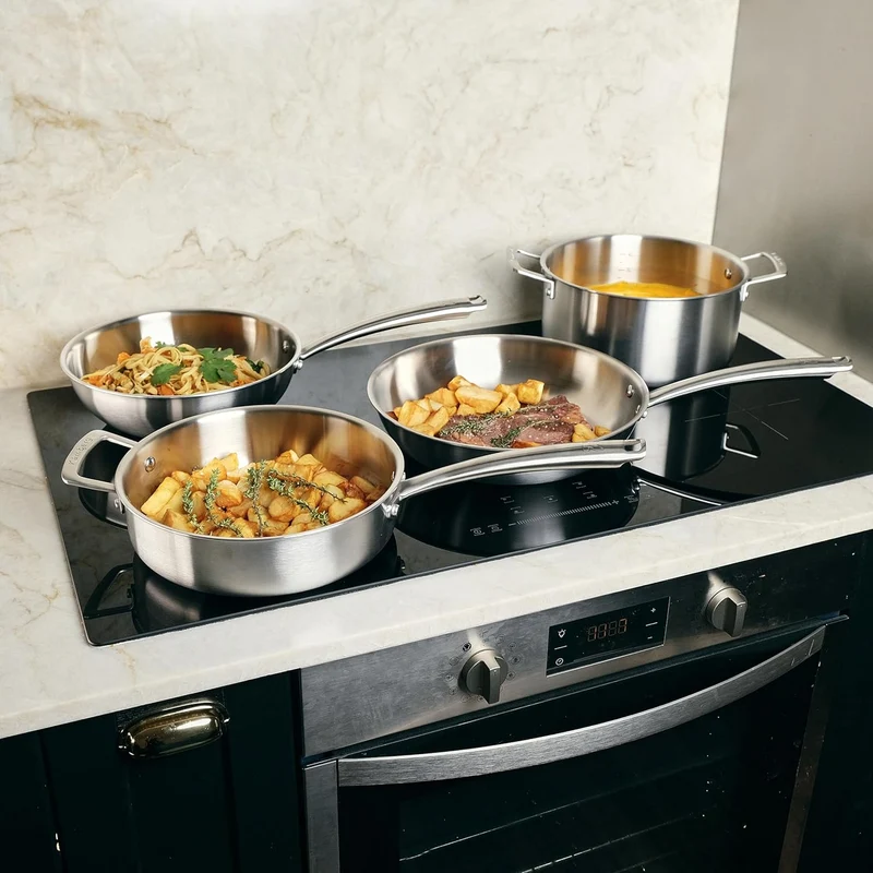 KAMBERG - Wok Ø 28 cm aus Edelstahl 18/10 Triply – ohne PFAS – Deckel inklusive – für alle Herde, au