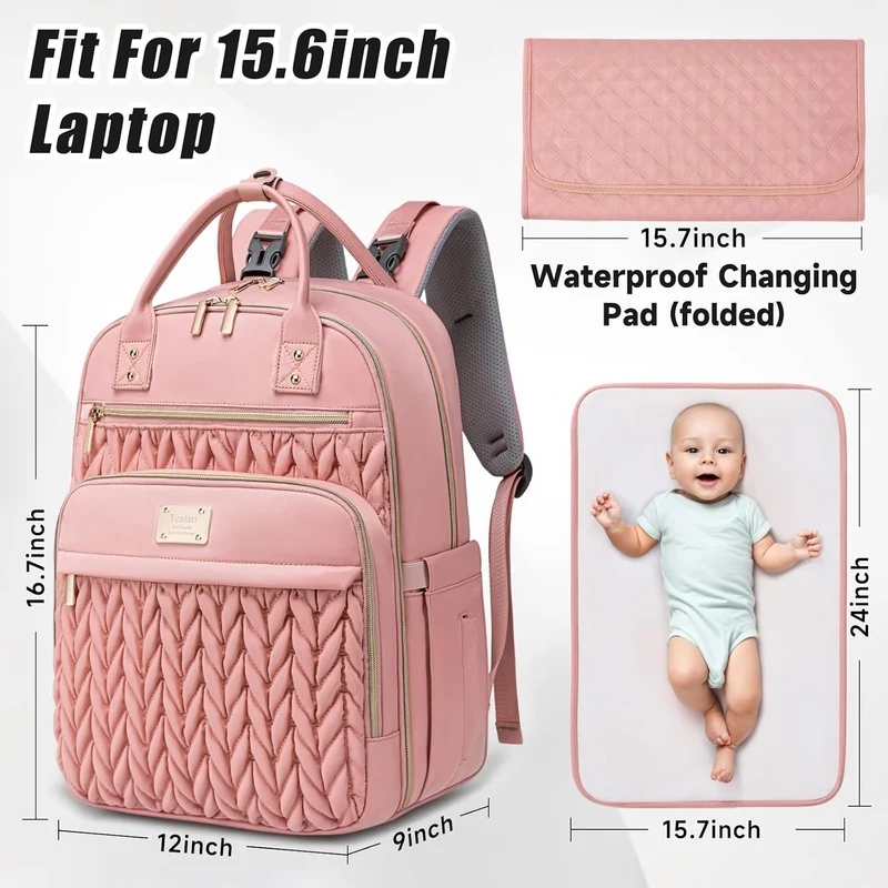 Wickeltaschen-Rucksack, stilvolle Baby-Wickeltasche, wasserdichter Reise-Wickelrucksack mit Wickelun