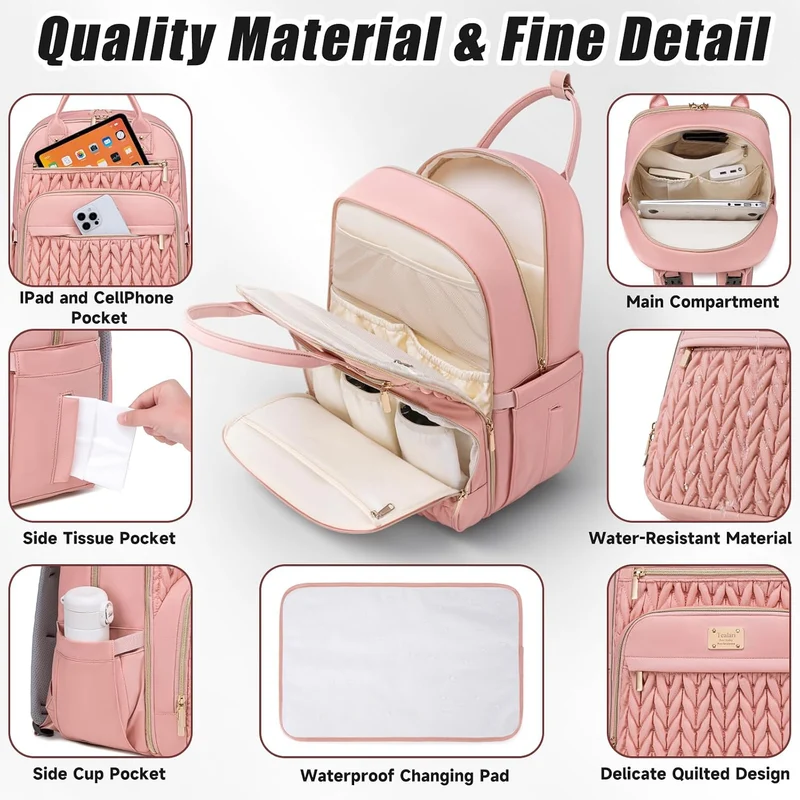 Wickeltaschen-Rucksack, stilvolle Baby-Wickeltasche, wasserdichter Reise-Wickelrucksack mit Wickelun