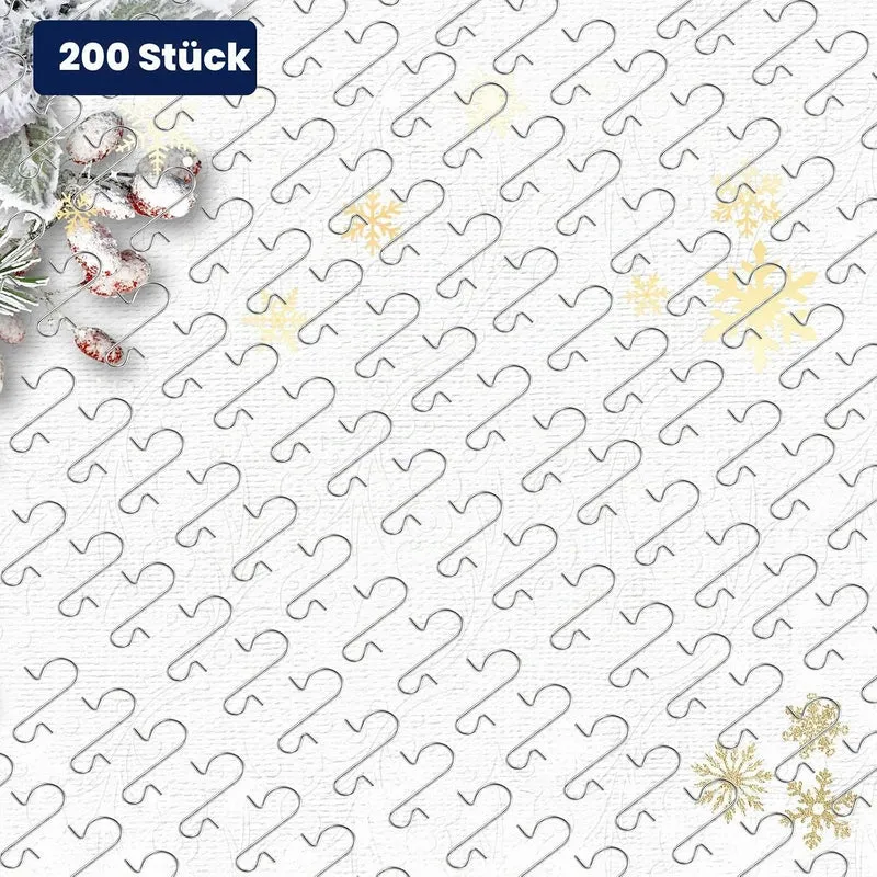 200pcs Weihnachtskugeln Aufhänger, Robuste Christbaumkugel Haken, Edelstahl Christbaumschmuck Aufhän