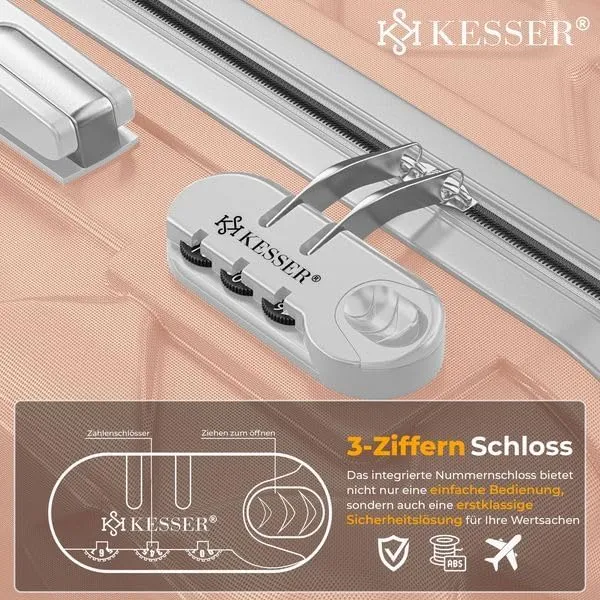 KESSER® Reisekoffer 120L Koffer ABS Hartschalenkoffer mit Zahlenschloss, Kofferwaage & Reisebrieftas