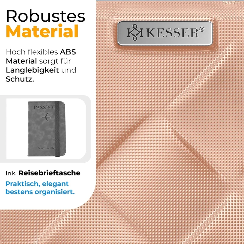 KESSER® Reisekoffer 120L Koffer ABS Hartschalenkoffer mit Zahlenschloss, Kofferwaage & Reisebrieftas