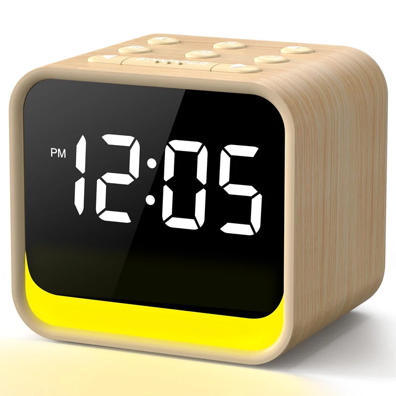 REACHER Radiowecker für das Schlafzimmer, Digitale FM Radiouhr mit Weissrausch-Soundmaschine, 9 Alar