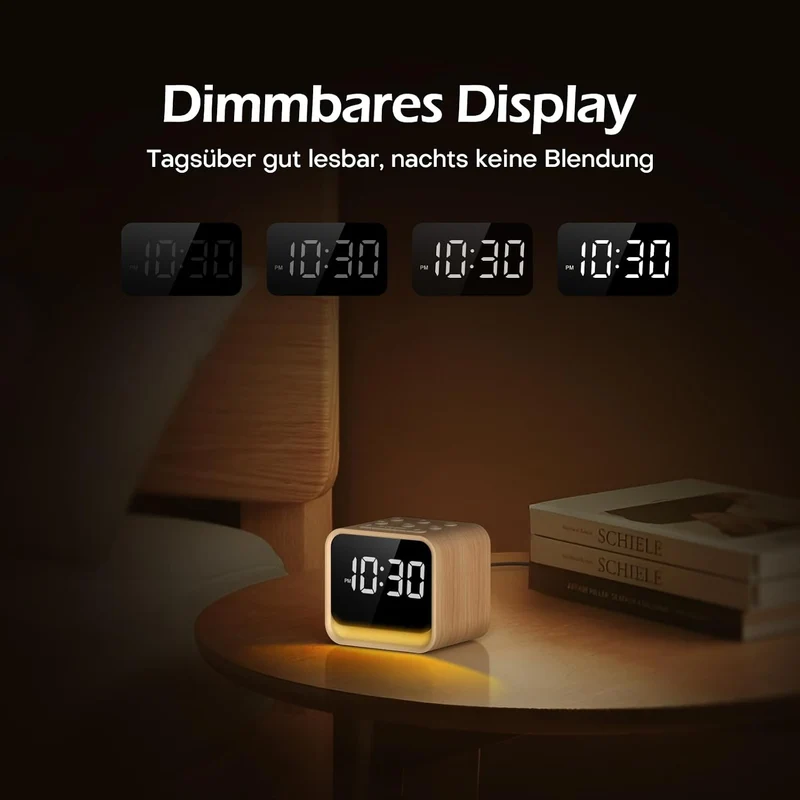 REACHER Radiowecker für das Schlafzimmer, Digitale FM Radiouhr mit Weissrausch-Soundmaschine, 9 Alar