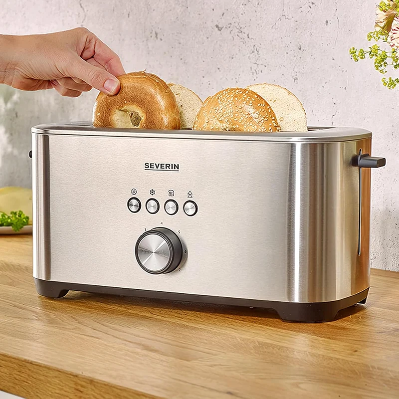 SEVERIN AT 2512 Langschlitztoaster mit Bagel-Funktion für einseitiges und energiesparendes Toasten,