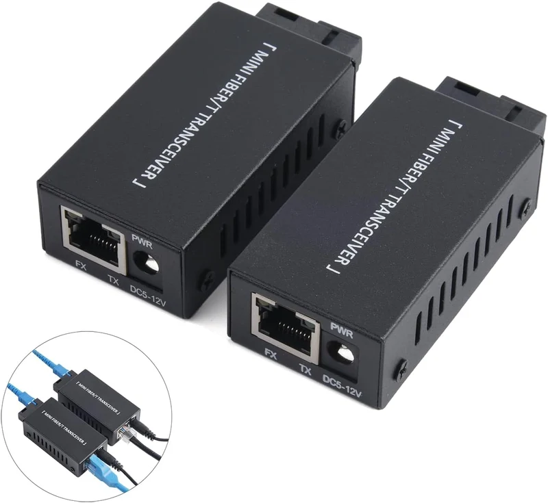 2 Stück Gigabit-Ethernet-Medienkonverter ,Gigabit-RJ-45-Anschluss, Gigabit-SC-Glasfaseranschluss, Er