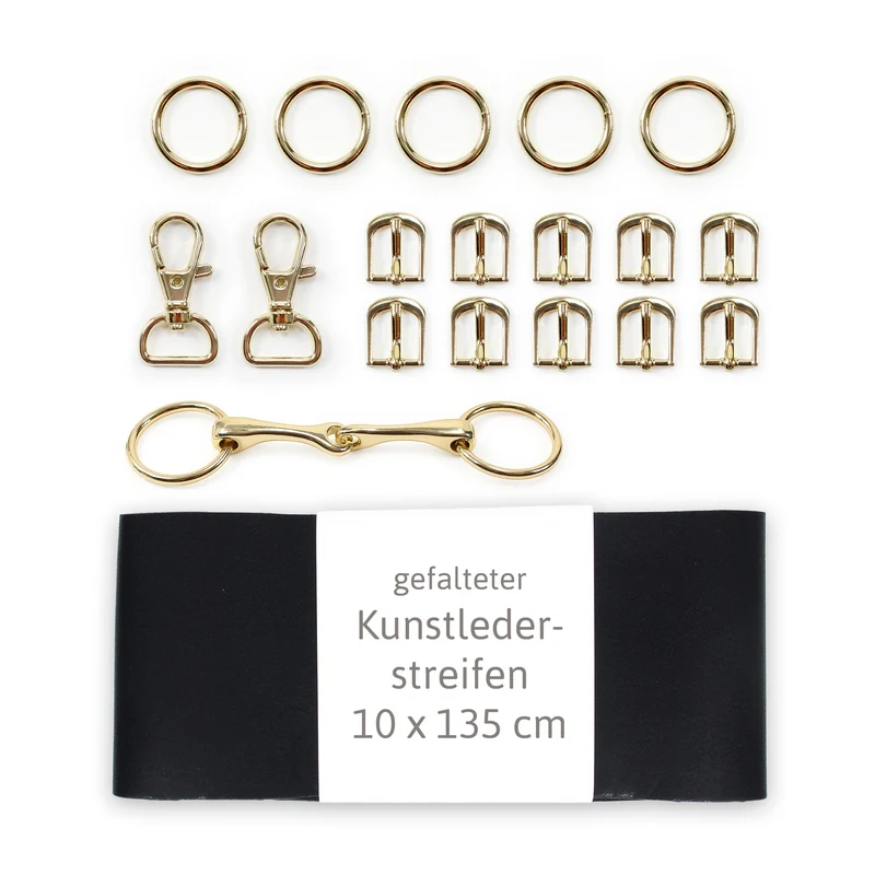 Hobby Horse Trensen Set ◆GOLD EDITION◆: DIY Materialset mit schwarzem Leder (ohne Anleitung)